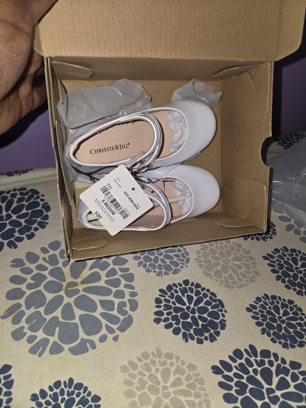 Christie & Jill Girls' White Dress Mary Janes with Strap